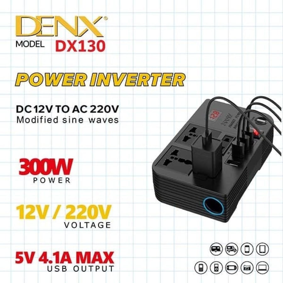 محول طاقة للسيارة 12 فولت الى 220 فولت  DENX