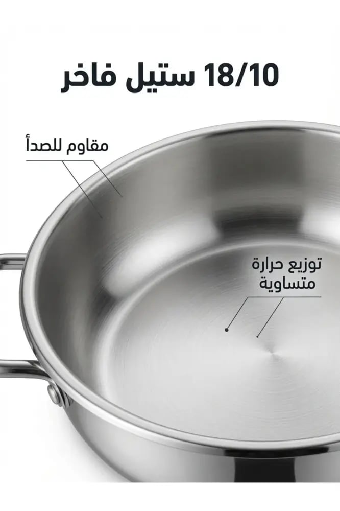 طقم أواني طهي تركي المنشأ عالي الجودة مكون من 9 قطع - قدور ومقالي أصلية من الفولاذ المقاوم للصدأ 18/10 مقاومة للصدأ