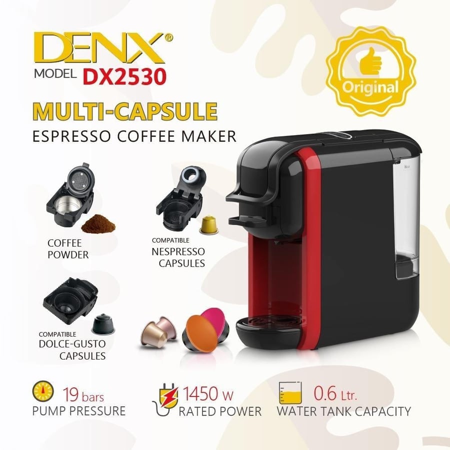 ماكينة كبسولات قهوة صانعة القهوة اسبريسو 3 في 1 من دينكس DX2030