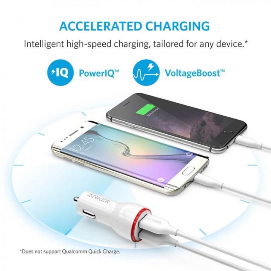 شاحن سيارة انكر باوردرايف بمنفذين USB