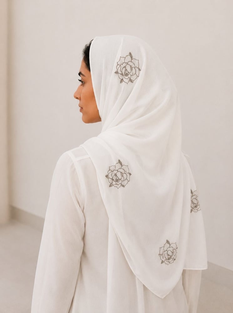 طرحة ورد ليزر لون ابيض