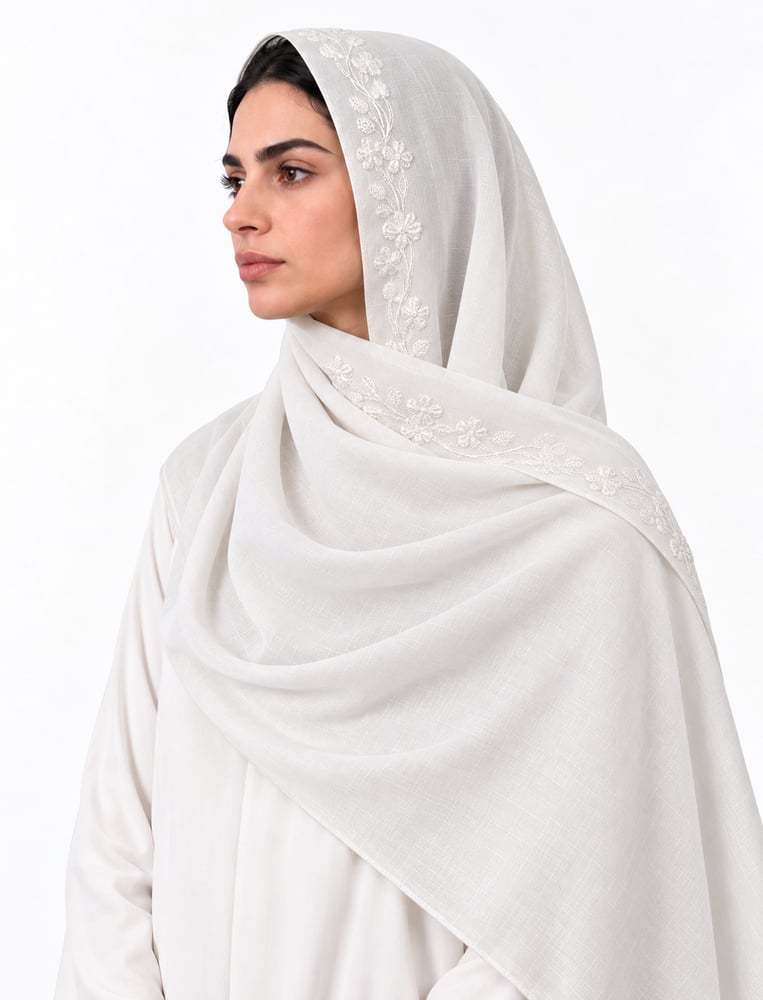 طرحة اطياف لينن لون ابيض