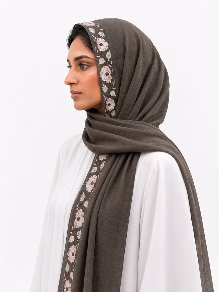 طرحة فريده لينن لون زيتي