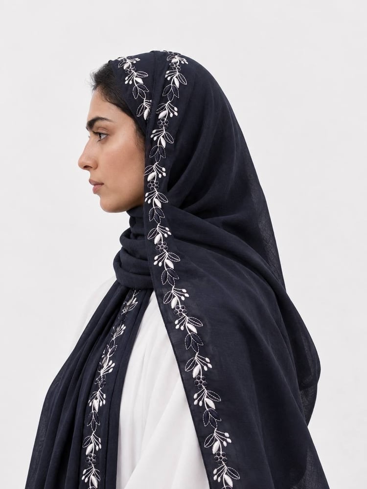 طرحة حنين لينن لون كحلي