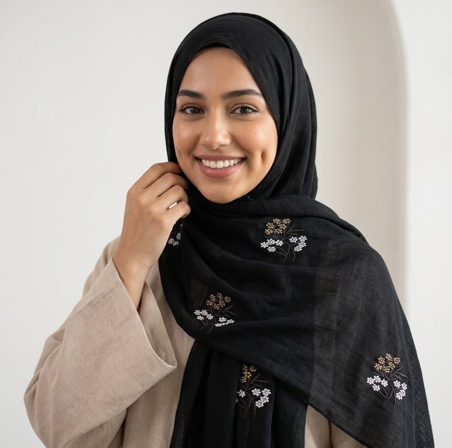 طرحة تولين لينن لون اسود