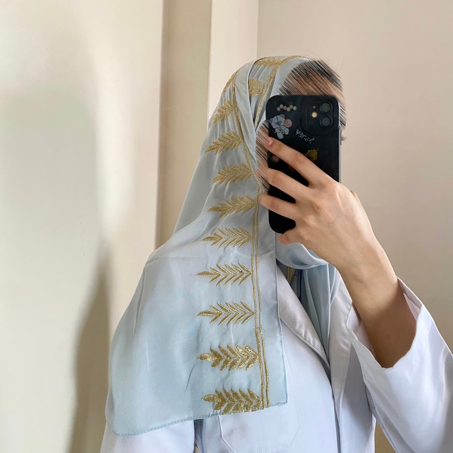 طرحة ريم ليزر لون سماوي