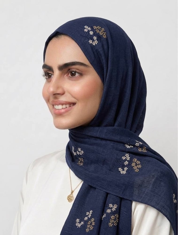 طرحة تولين لينن لون كحلي