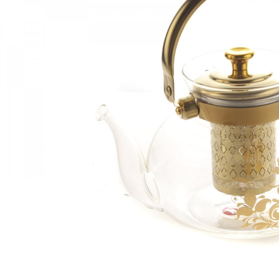 ابريق زجاجي ذهبي منقوش