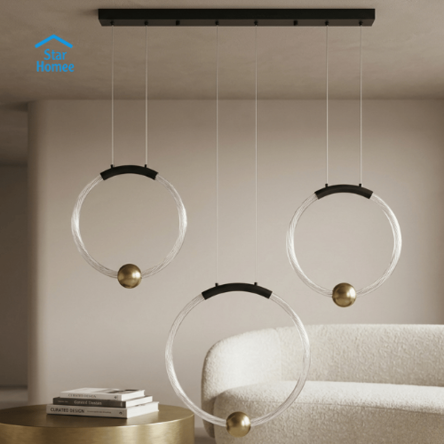 ثريا سقف مودرن حلقات LED ثلاثية بتصميم فاخر