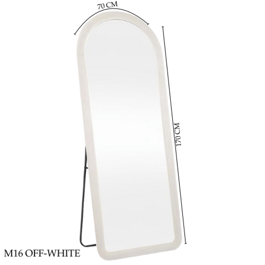 Fabric stand mirrors in various sizes and colors