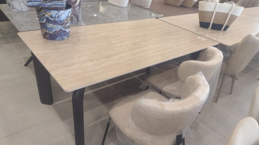طقم طاولة طعام سيراميك 6 كراسي عدة ألوان