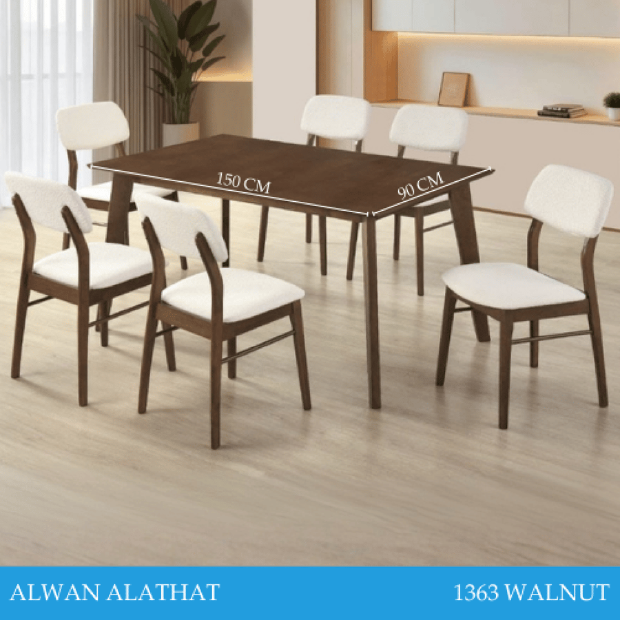 Wooden dining table set with 6 chairs