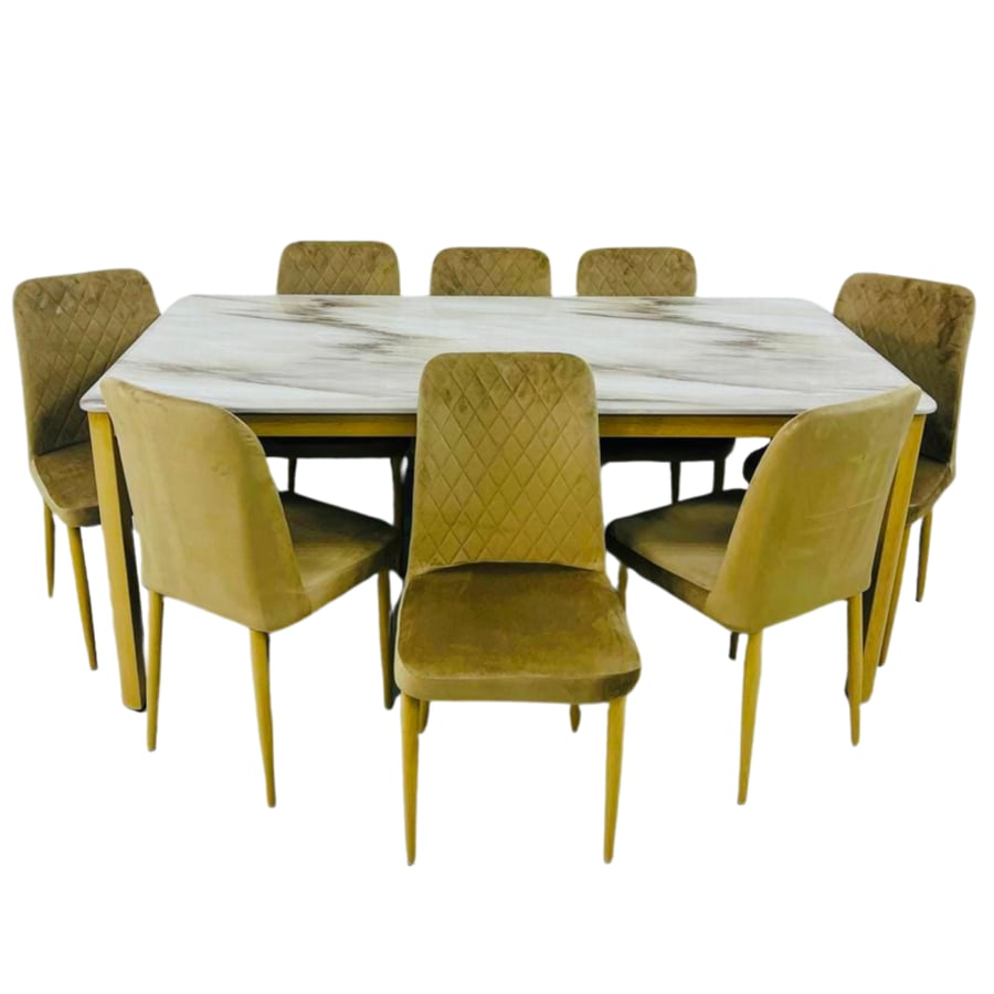 Dining table set 4, 6 and 8 chairs dark beige marble