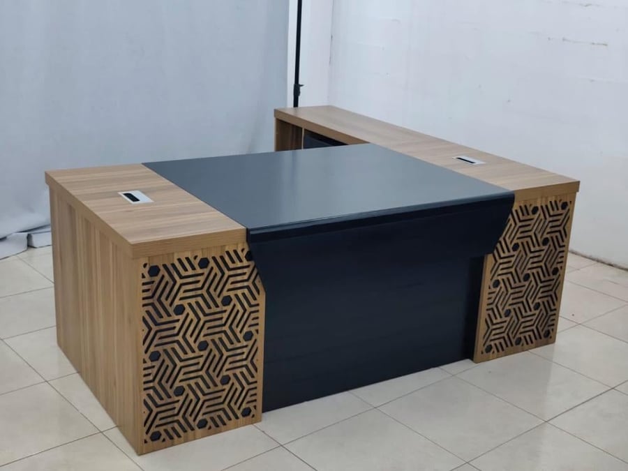 طقم مكتب مع سكرتارية 200و220سم تصميم حديث