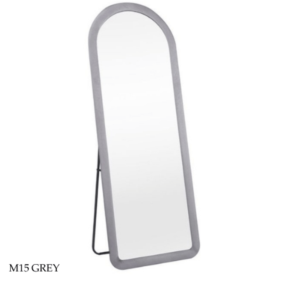 Fabric stand mirrors in various sizes and colors