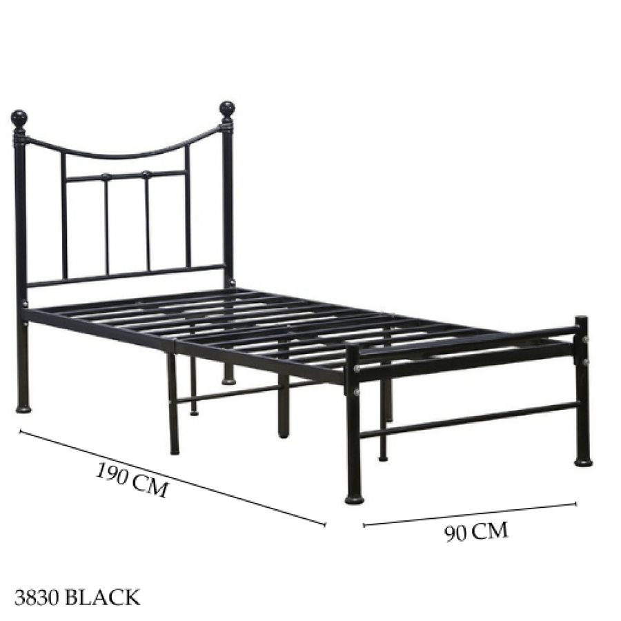 Modern black bed, various sizes