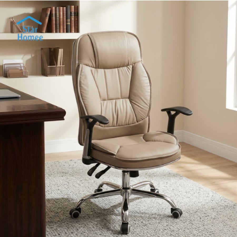Leather swivel chair with two interlocks, various colors