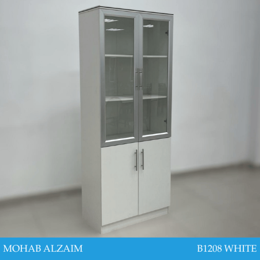 دولاب مكتبي ابيض بابين