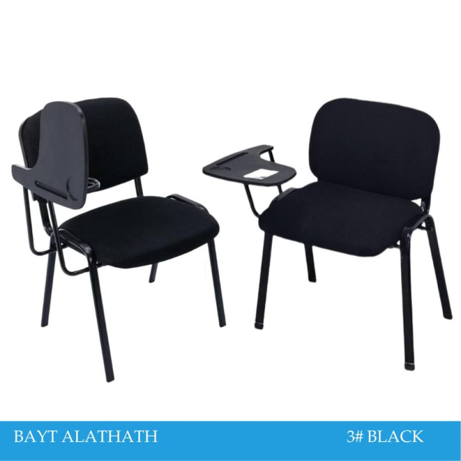 كرسي محاضرات أسود مع طاولة