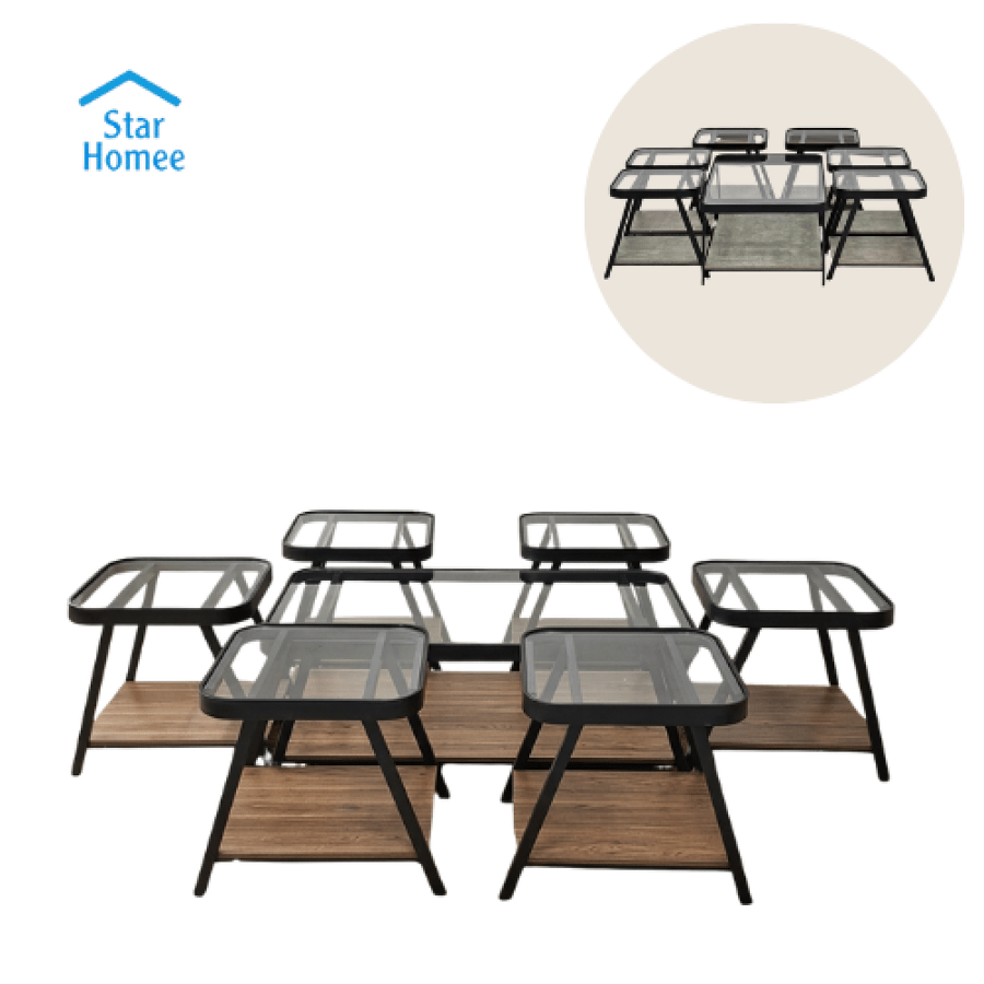 Table set with 6 side tables, classic design, various colors