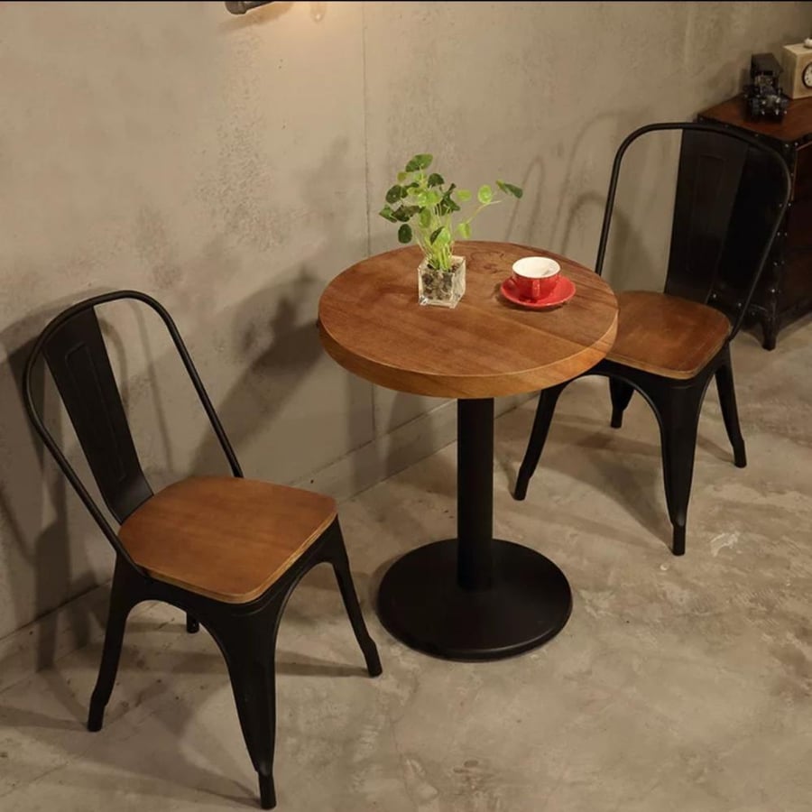 Metal chair with black wood