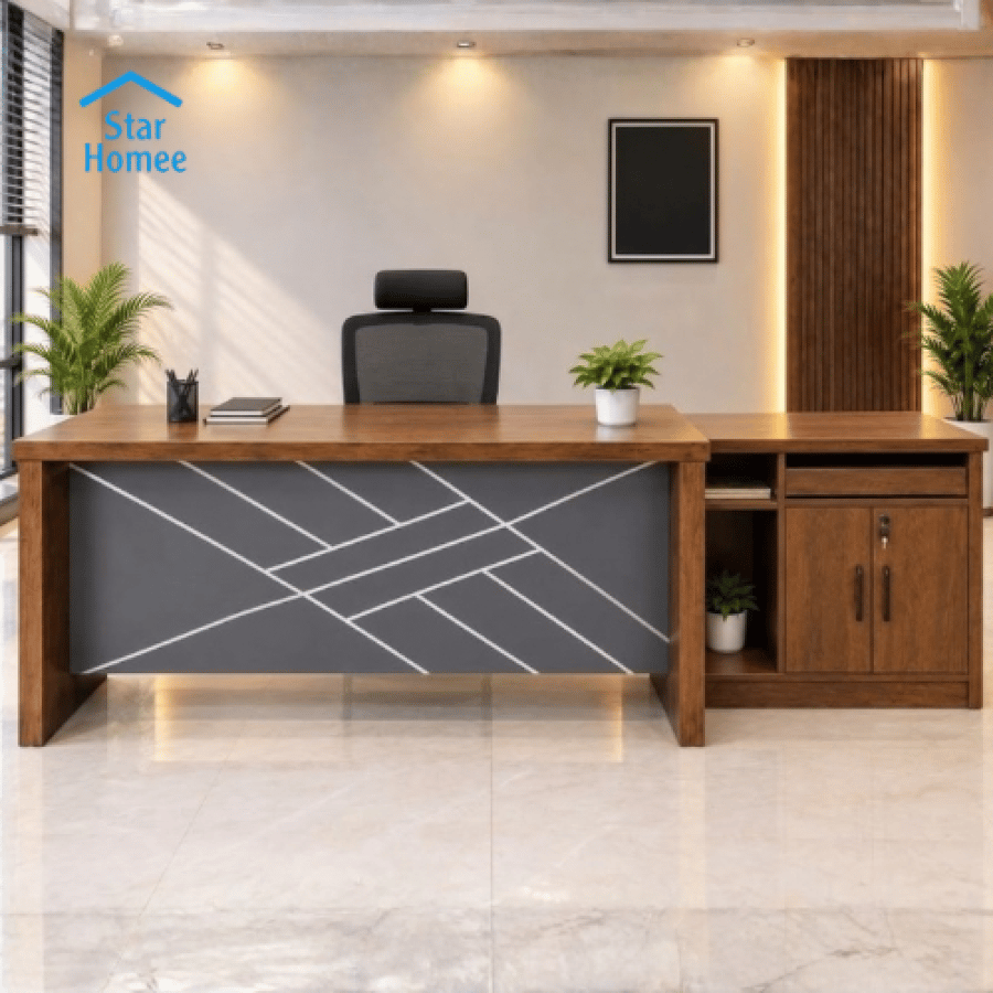 طقم مكتب مع سكرتارية عدة مقاسات وألوان تصميم أنيق