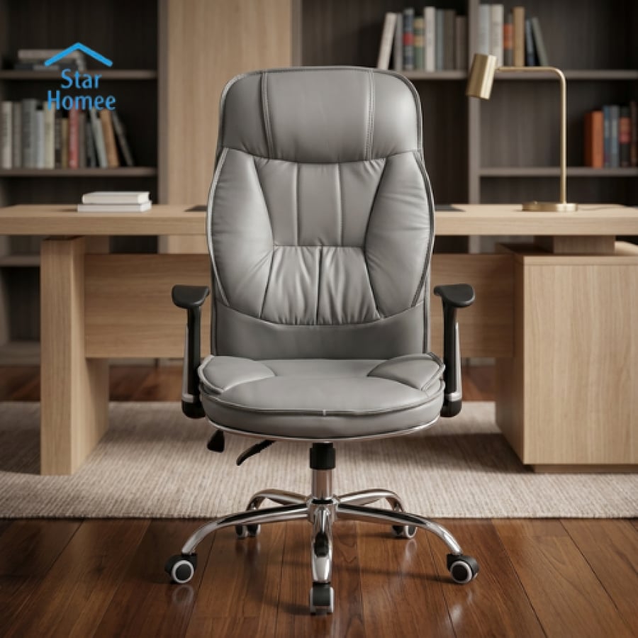 Leather swivel chair with two interlocks, various colors