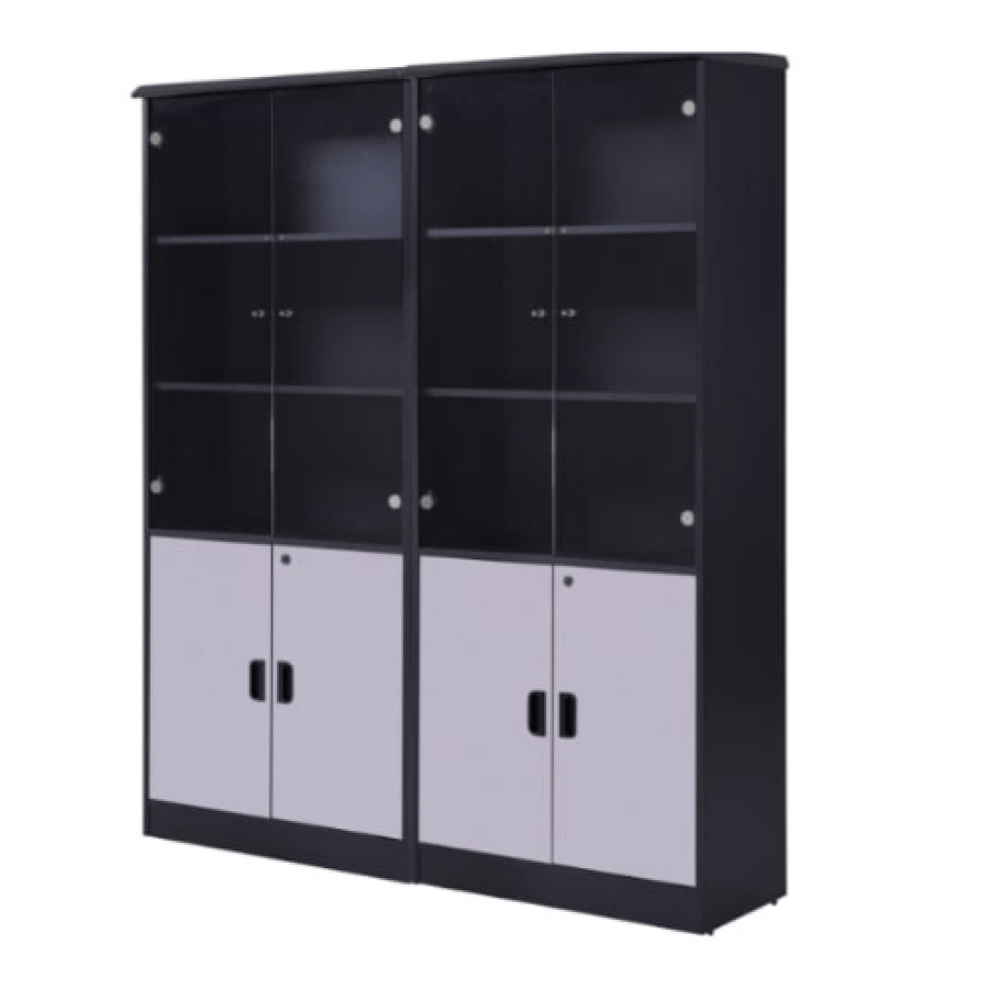 Malaysian gray two-door bookcase