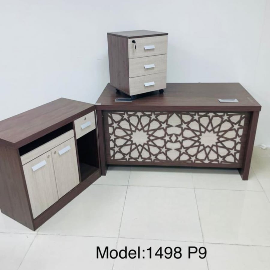 طقم مكتب مع سكرتاريه مقاس 140 cm لون بني