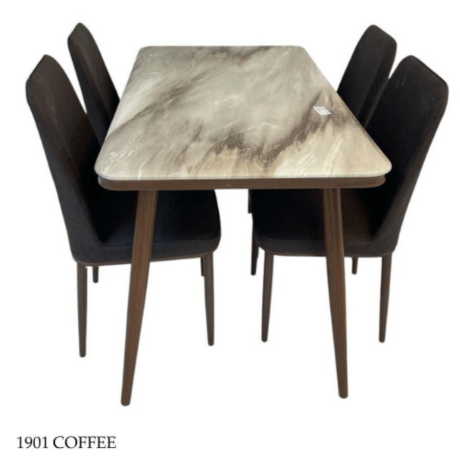 Dining table set with 4 chairs, various colors
