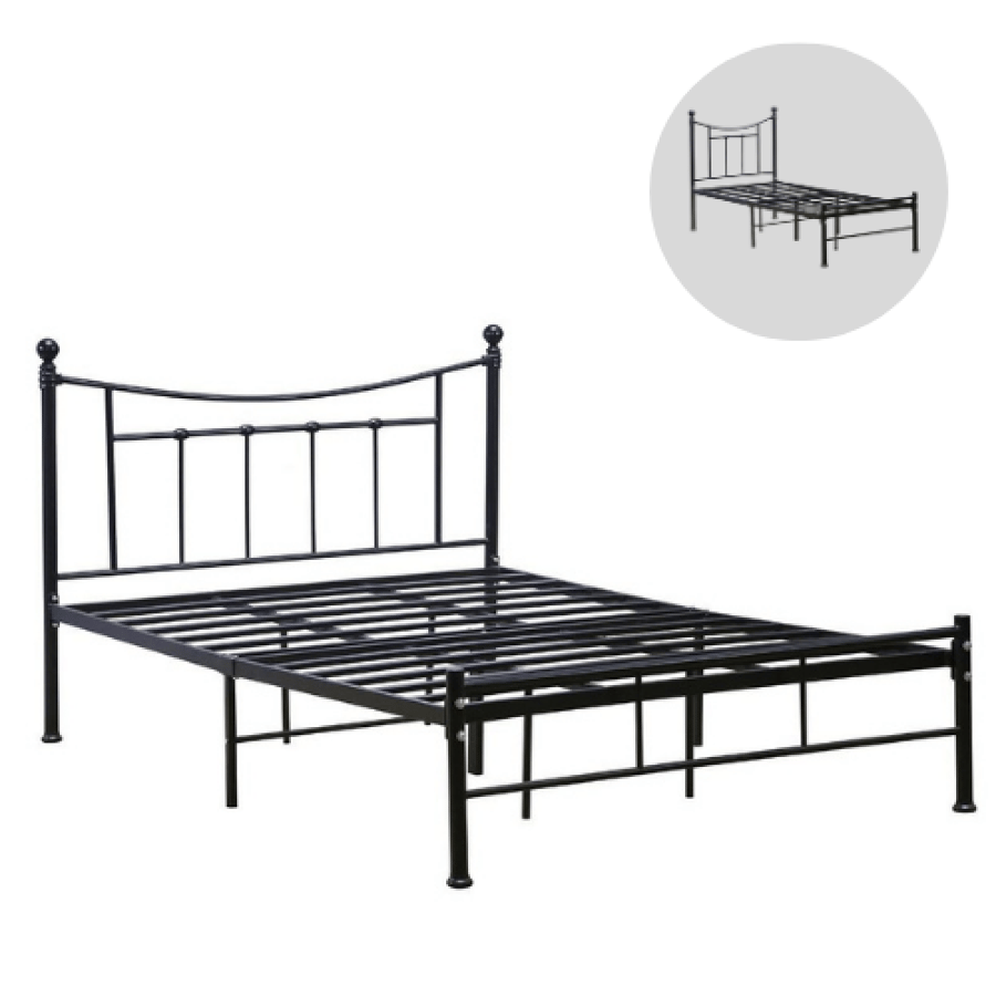 Modern black bed, various sizes