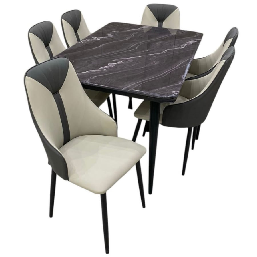 Marble dining table with 6 and 4 chairs