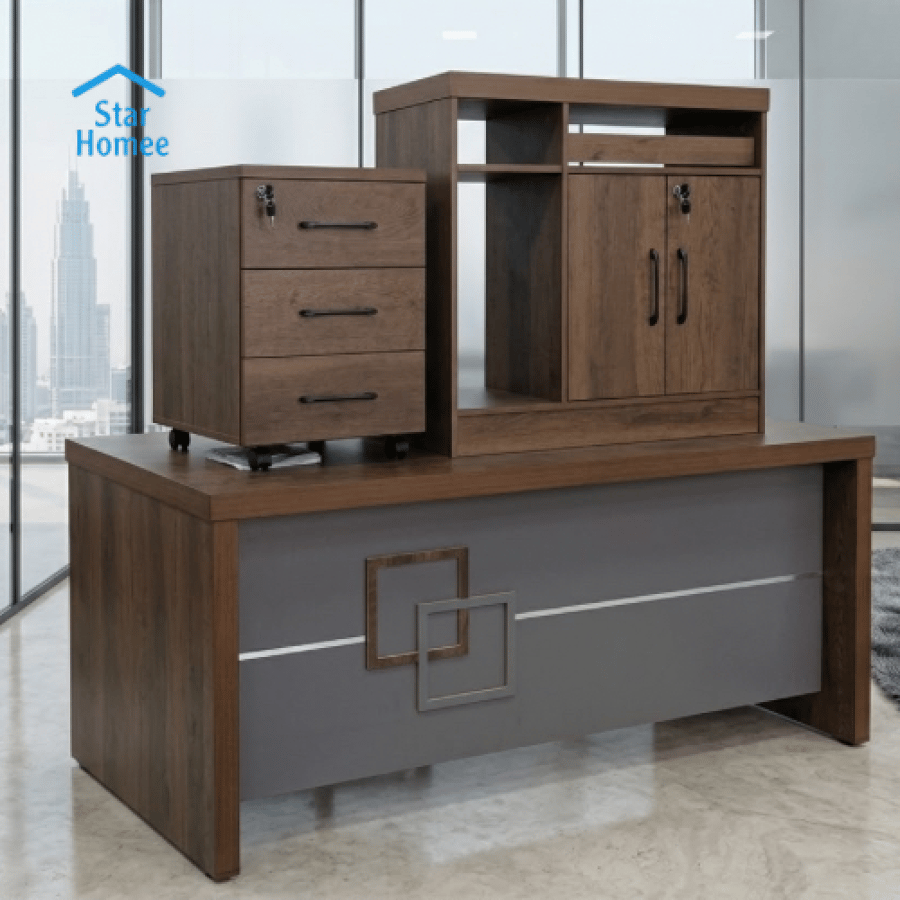 طقم مكتب مع سكرتارية عدة مقاسات وألوان تصميم عملي