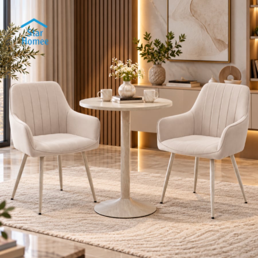 طقم طاولة خشب مع كرسيين مخمل عدة ألوان بتصميم عصري