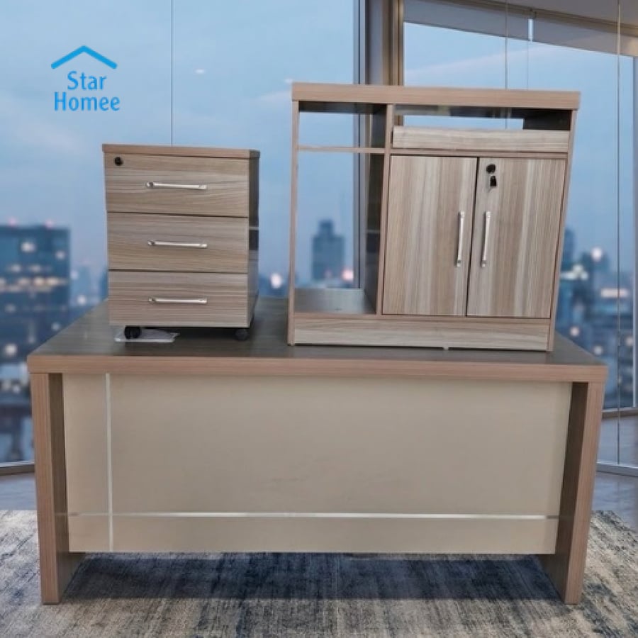 طقم مكتب مع سكرتارية عدة مقاسات وألوان تصميم عصري