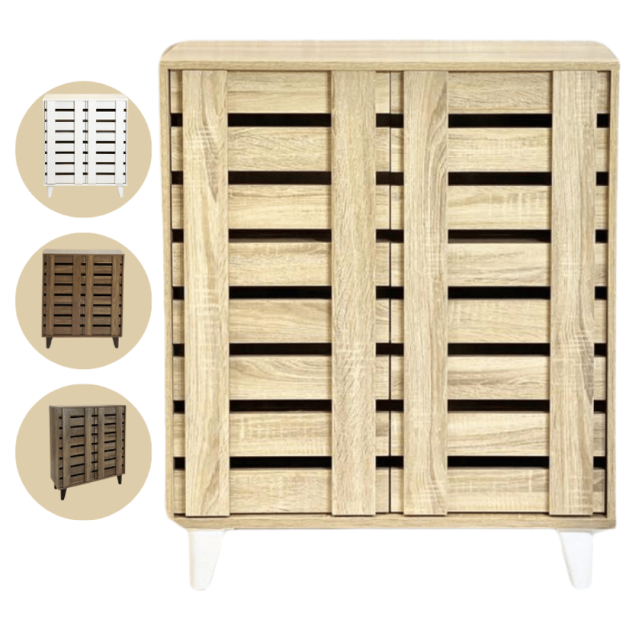 Two and three door shoe cabinet in various colors