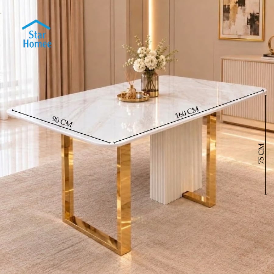 طقم طاولة طعام مع 6 كراسي وبوفيه تصميم ملكي فاخر