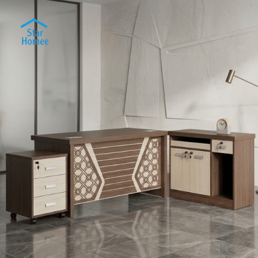 طقم مكتب مع سكرتاريه خشب 180سم عده الوان