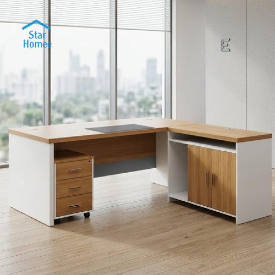 طقم مكتب مع سكرتارية 180و200سم تصميم حديث