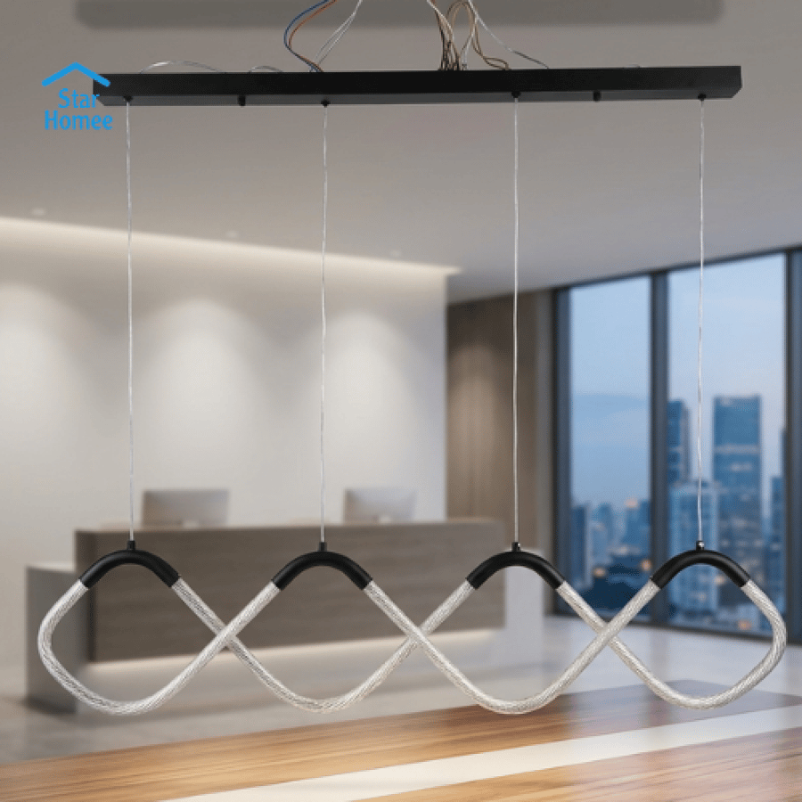 ثريا سقف مودرن LED بتصميم متموج رباعي