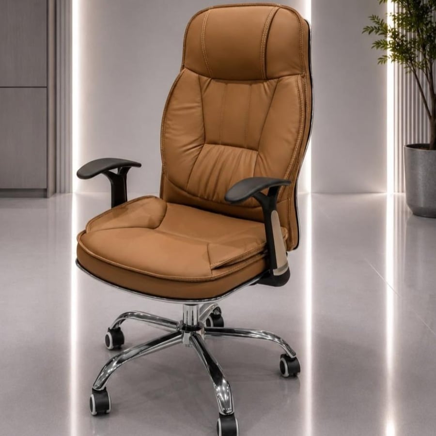 Leather swivel chair with two interlocks, various colors