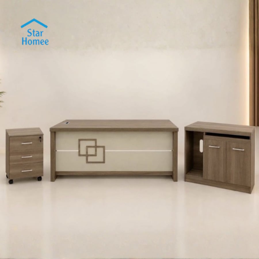طقم مكتب مع سكرتارية عدة مقاسات وألوان تصميم عصري
