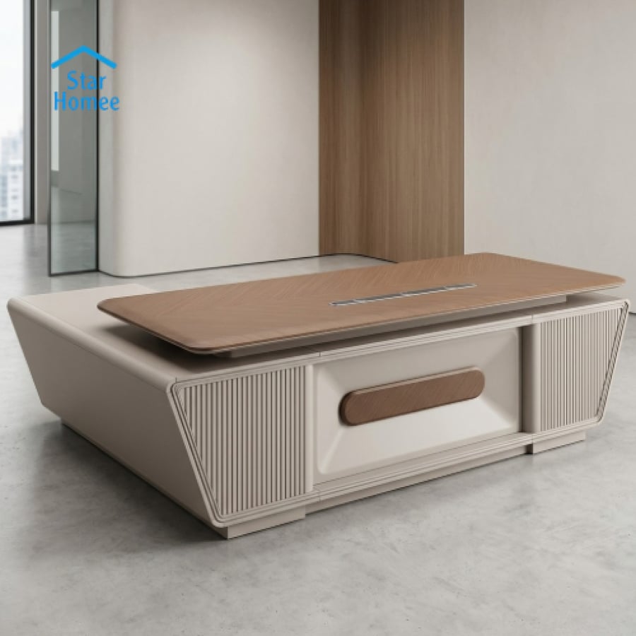 مكتب مدراء 220و240سم مع دولاب وطاولة شاي تصميم حديث