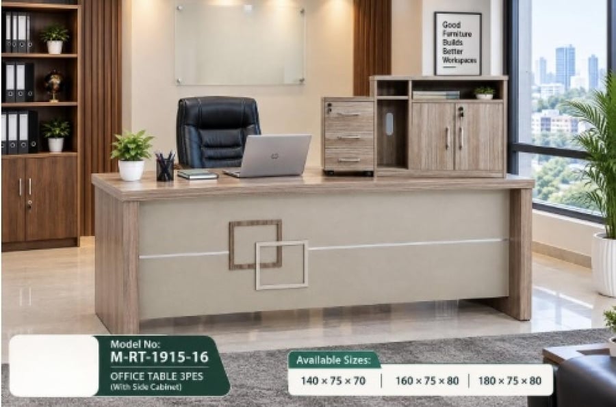 طقم مكتب مع سكرتارية عدة مقاسات وألوان تصميم عملي
