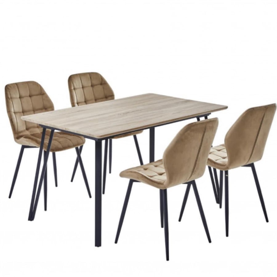 Table set and four chairs