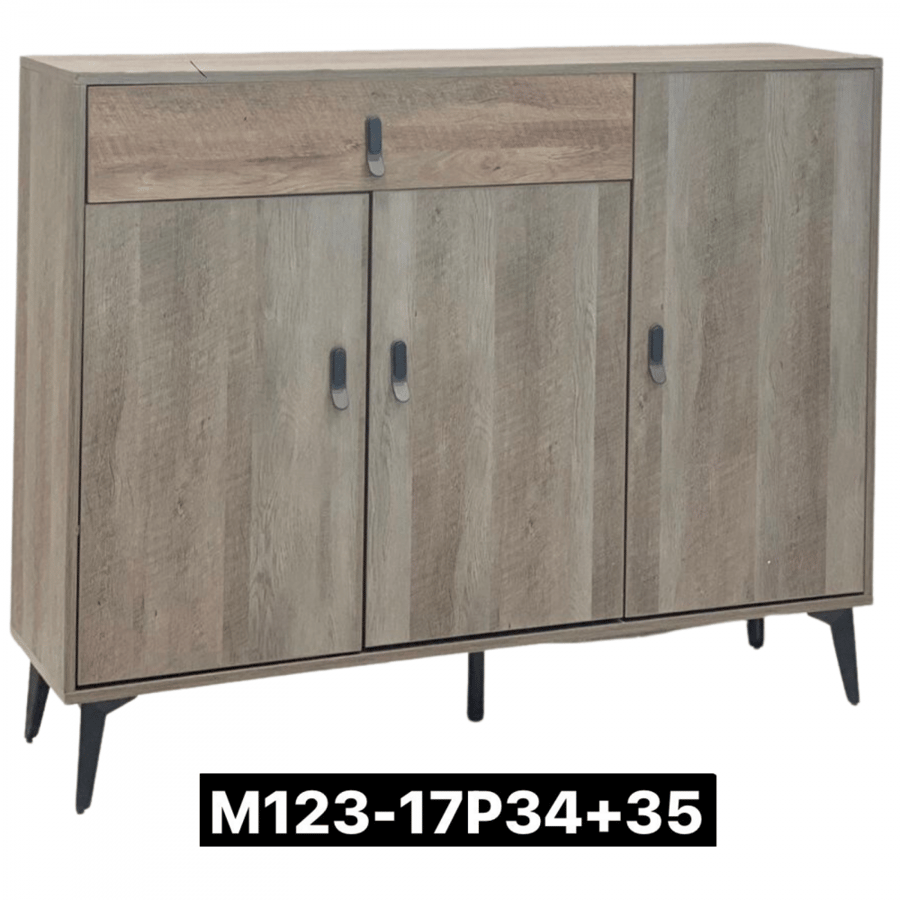 Classic wardrobe with iron legs, wooden color