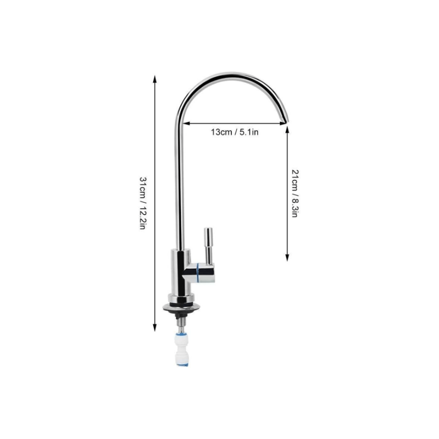 رسم أبعاد الحنفية الفضية كما يظهر في الصورة الأصلية