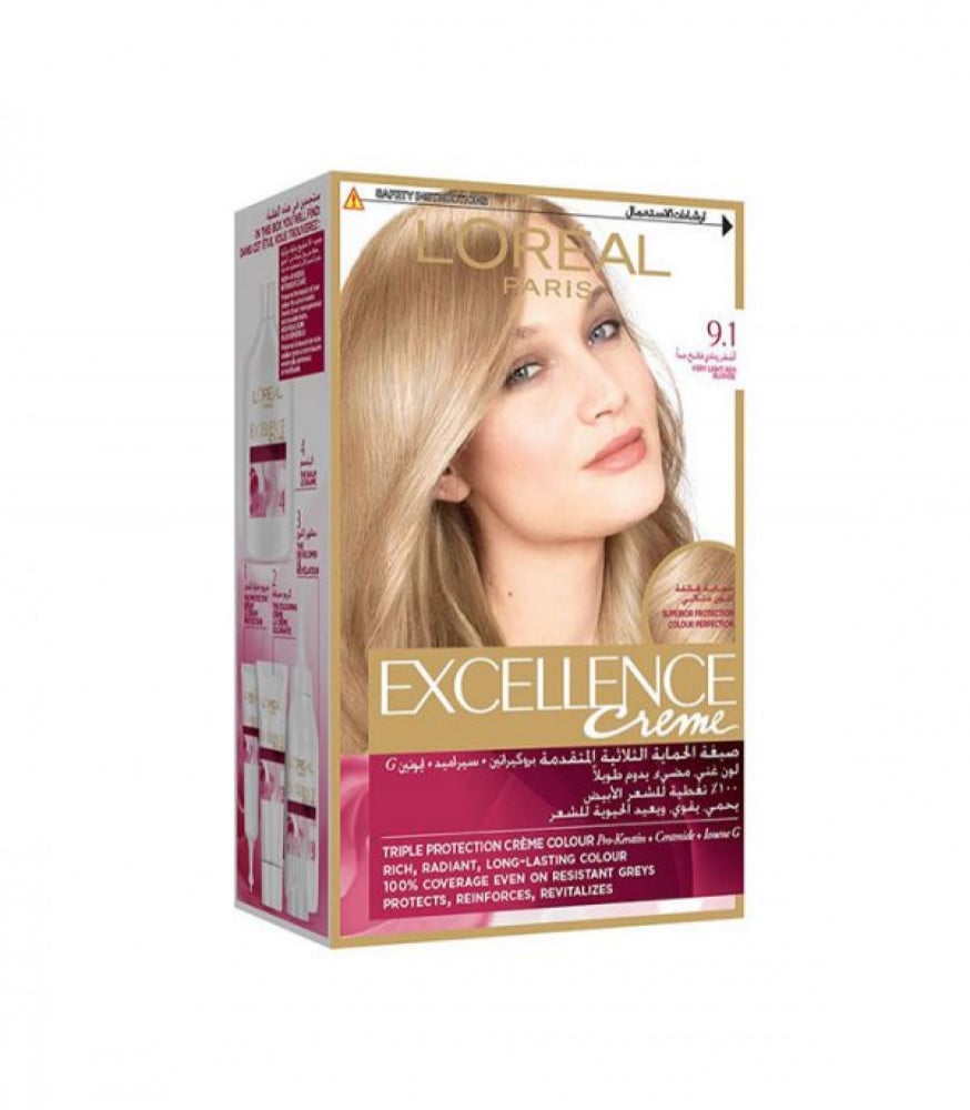 Excellence cream dye light ash blonde very 9.1