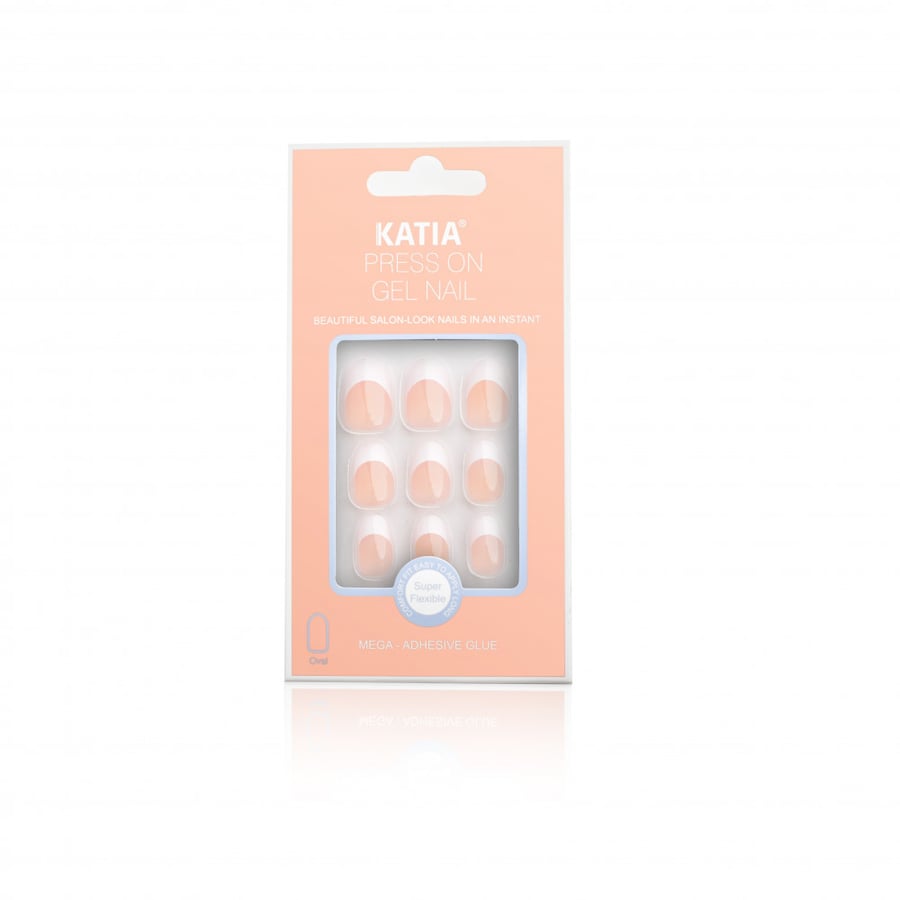 Katia self-adhesive oval beige French nails 29