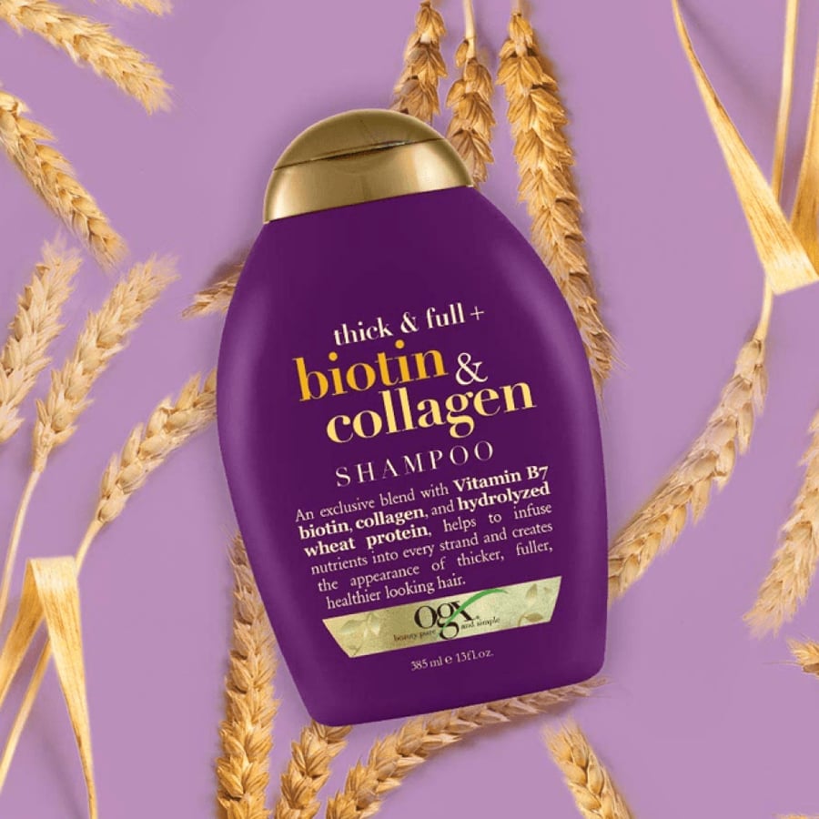 O G X shampoo for density and volume + biotin and collagen 385 ml